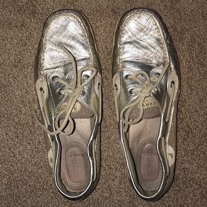 Gold Metallic Sperry Women Size 10